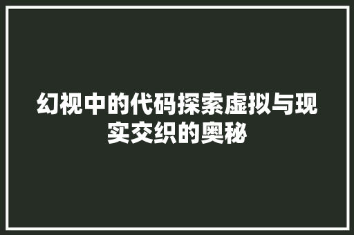 幻视中的代码探索虚拟与现实交织的奥秘