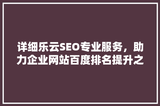详细乐云SEO专业服务，助力企业网站百度排名提升之路