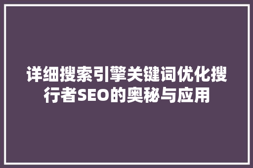 详细搜索引擎关键词优化搜行者SEO的奥秘与应用