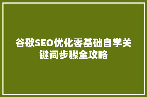谷歌SEO优化零基础自学关键词步骤全攻略