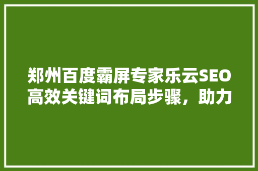 郑州百度霸屏专家乐云SEO高效关键词布局步骤，助力企业互联网营销