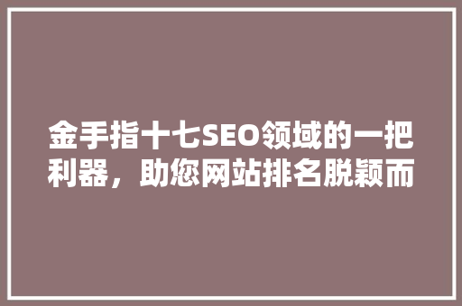 金手指十七SEO领域的一把利器，助您网站排名脱颖而出