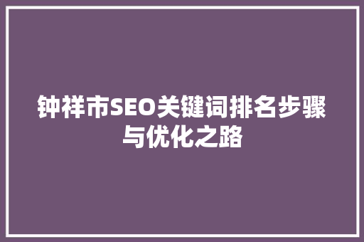 钟祥市SEO关键词排名步骤与优化之路