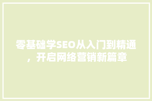 零基础学SEO从入门到精通，开启网络营销新篇章