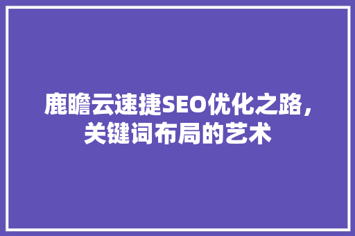 鹿瞻云速捷SEO优化之路，关键词布局的艺术