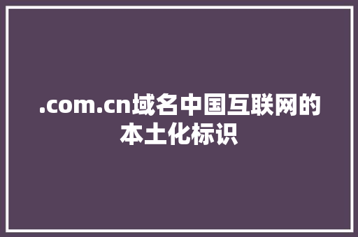 .com.cn域名中国互联网的本土化标识