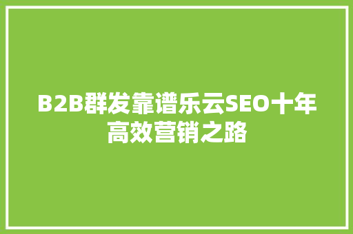 B2B群发靠谱乐云SEO十年高效营销之路