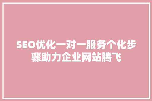 SEO优化一对一服务个化步骤助力企业网站腾飞