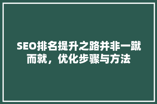 SEO排名提升之路并非一蹴而就，优化步骤与方法