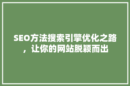 SEO方法搜索引擎优化之路，让你的网站脱颖而出