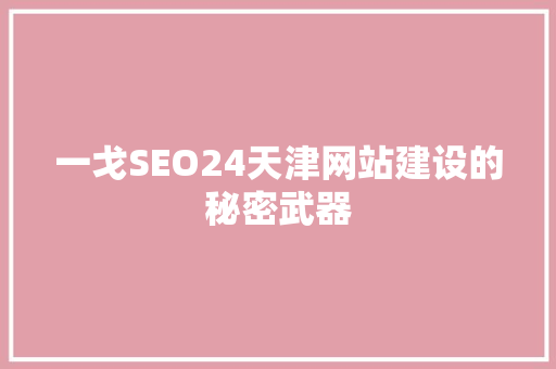 一戈SEO24天津网站建设的秘密武器