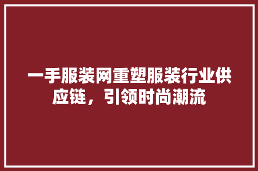 一手服装网重塑服装行业供应链，引领时尚潮流