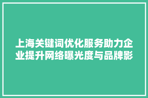 上海关键词优化服务助力企业提升网络曝光度与品牌影响力
