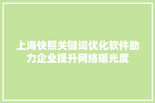 上海快照关键词优化软件助力企业提升网络曝光度