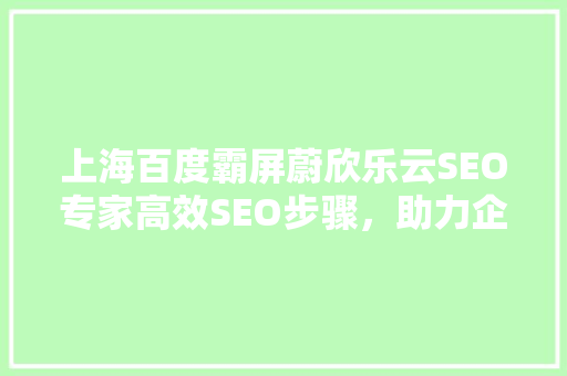 上海百度霸屏蔚欣乐云SEO专家高效SEO步骤，助力企业腾飞