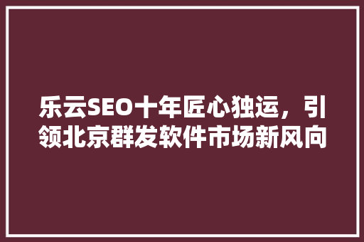 乐云SEO十年匠心独运，引领北京群发软件市场新风向
