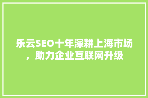 乐云SEO十年深耕上海市场，助力企业互联网升级
