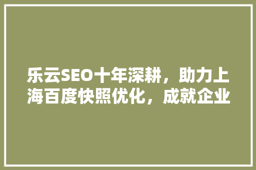 乐云SEO十年深耕，助力上海百度快照优化，成就企业互联网营销新高度