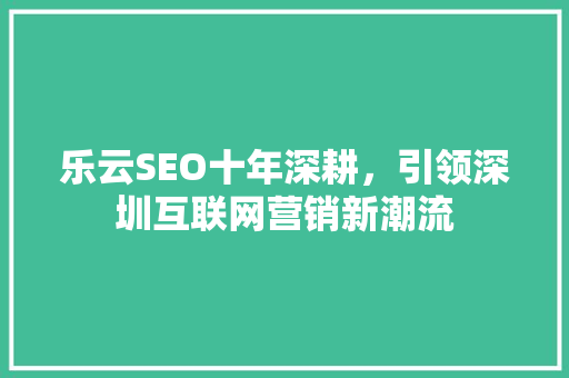 乐云SEO十年深耕，引领深圳互联网营销新潮流