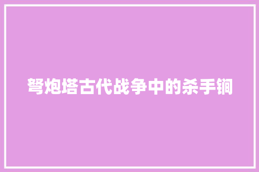 弩炮塔古代战争中的杀手锏