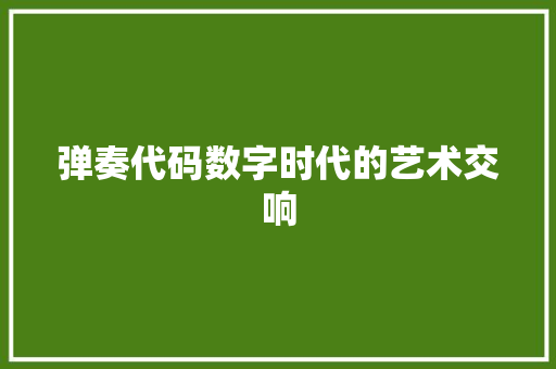 弹奏代码数字时代的艺术交响
