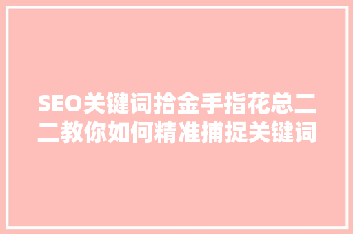 SEO关键词拾金手指花总二二教你如何精准捕捉关键词