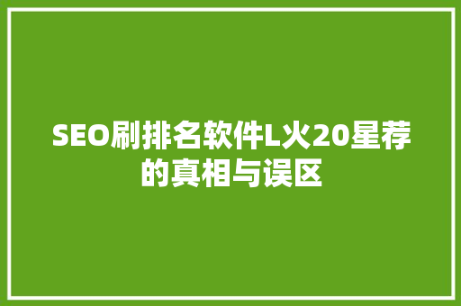 SEO刷排名软件L火20星荐的真相与误区