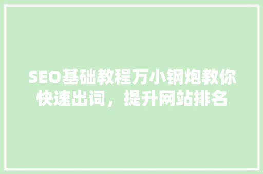 SEO基础教程万小钢炮教你快速出词，提升网站排名