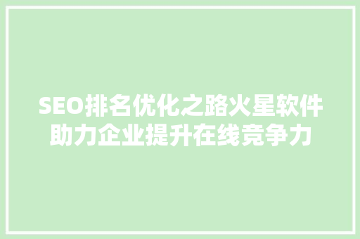 SEO排名优化之路火星软件助力企业提升在线竞争力