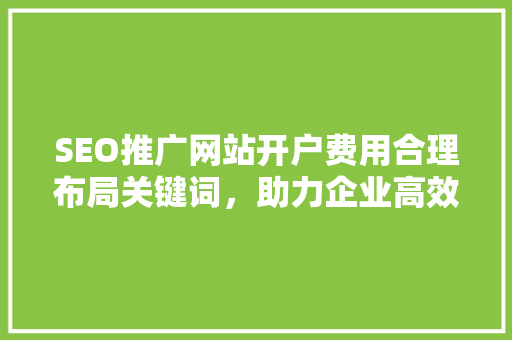 SEO推广网站开户费用合理布局关键词，助力企业高效推广