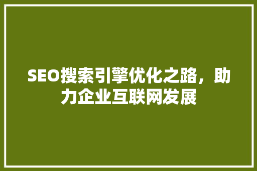 SEO搜索引擎优化之路，助力企业互联网发展