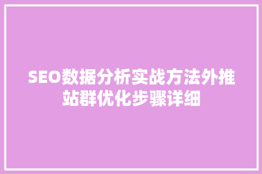 SEO数据分析实战方法外推站群优化步骤详细