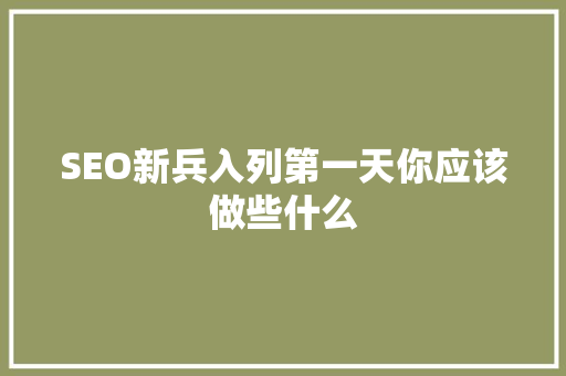 SEO新兵入列第一天你应该做些什么