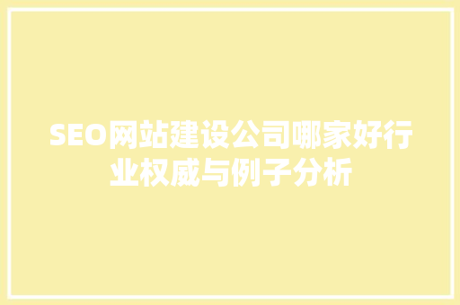 SEO网站建设公司哪家好行业权威与例子分析