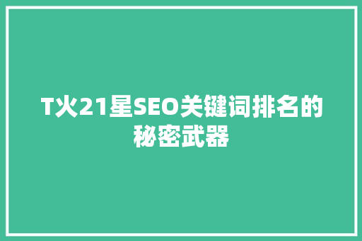 T火21星SEO关键词排名的秘密武器