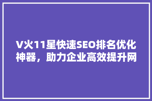 V火11星快速SEO排名优化神器，助力企业高效提升网站流量