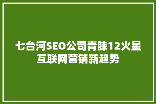 七台河SEO公司青睐12火星互联网营销新趋势
