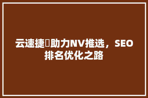 云速捷乚助力NV推选，SEO排名优化之路