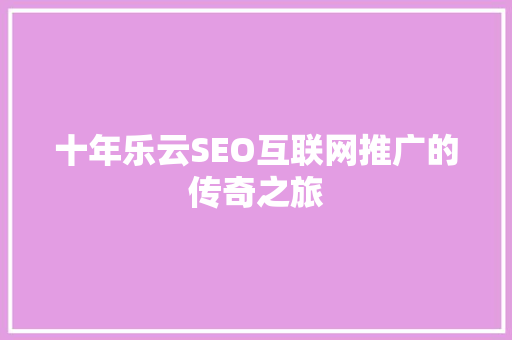 十年乐云SEO互联网推广的传奇之旅