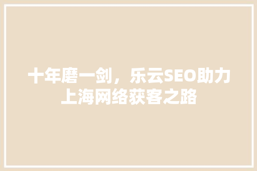 十年磨一剑，乐云SEO助力上海网络获客之路