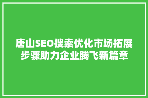 唐山SEO搜索优化市场拓展步骤助力企业腾飞新篇章