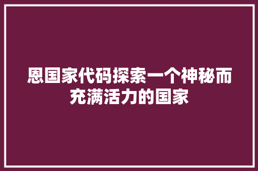 恩国家代码探索一个神秘而充满活力的国家