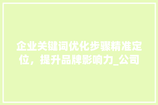 企业关键词优化步骤精准定位，提升品牌影响力_公司做优化关键词
