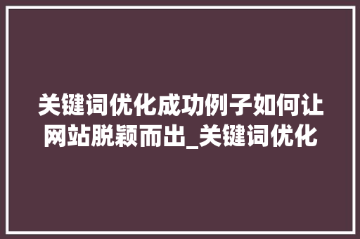 关键词优化成功例子如何让网站脱颖而出_关键词优化成功例子