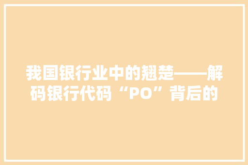 我国银行业中的翘楚——解码银行代码“PO”背后的力量