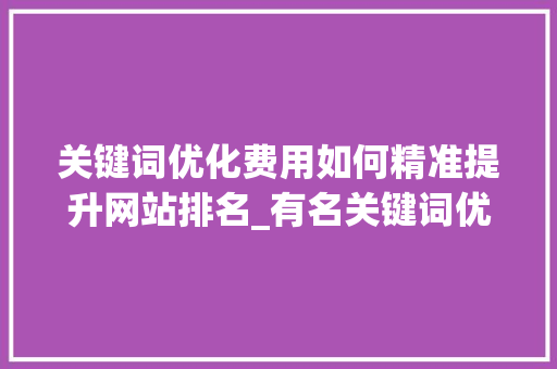 关键词优化费用如何精准提升网站排名_有名关键词优化费用