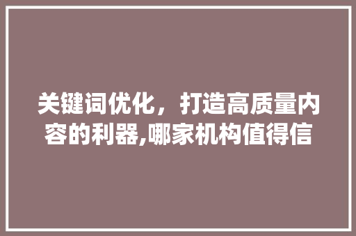 关键词优化，打造高质量内容的利器,哪家机构值得信赖_关键词优化单词哪家好