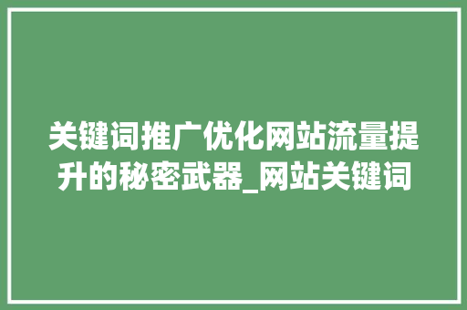 关键词推广优化网站流量提升的秘密武器_网站关键词推广优化