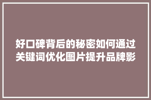 好口碑背后的秘密如何通过关键词优化图片提升品牌影响力_好口碑关键词优化图片