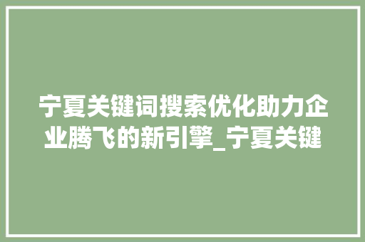 宁夏关键词搜索优化助力企业腾飞的新引擎_宁夏关键词搜索优化公司